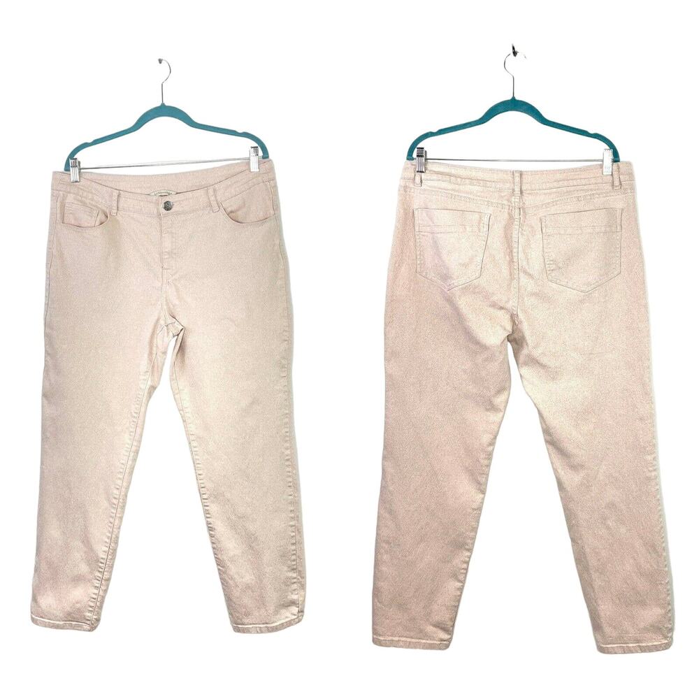 Soft Surroundings Women's Pink Stretch Denim Jeans Size 14 Speckled Silver Speck